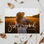 Just married Elegant romantic wedding photo Postcard<br><div class="desc">You decided to elope? You want to announce that you just got married? Share the news of your marriage with this lovely wedding photo card,  fully customizable font and colours.</div>