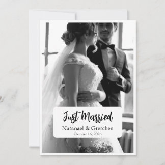 Just Married Elegant Wedding Photo Announcement 
