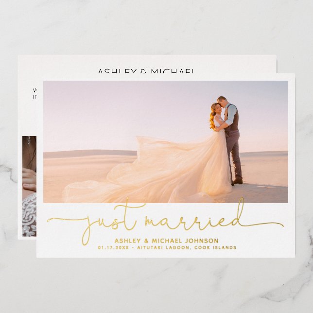 Just Married Elopement 4 Photo Reception Only Gold (Front/Back)