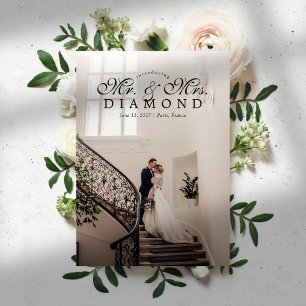 Just Married Elopement Wedding Photo Announcement