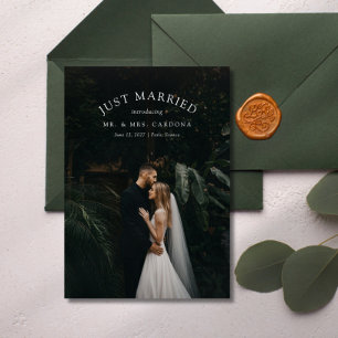 Just Married Elopement Wedding Photo Announcement