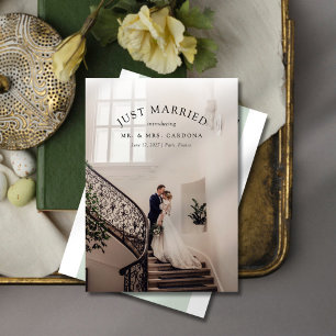 Just Married Elopement Wedding Photo Announcement