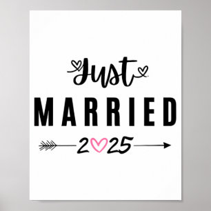 Just Married Est 2025 Honeymoon Wedding Couples An Poster