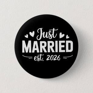 Just Married Est 2026 Wedding Party Wife Husband 2 Inch Round Button