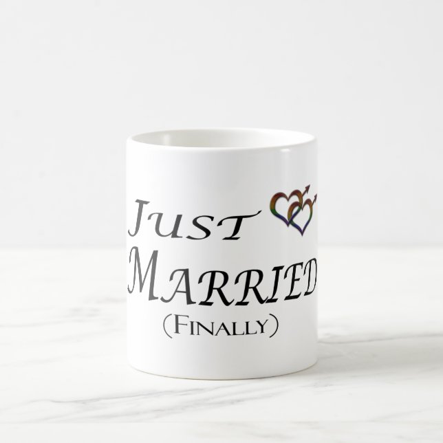 Just Married (Finally) Gay Pride w/ Gender Symbols Coffee Mug (Center)