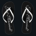 Just Married flip flops for bride and groom couple<br><div class="desc">Just Married flip flops set for bride and groom couple. Personalizable elegant flipflops for bride's entourage / team bride. Make your own personalized wedge sandals for bride, brides maid, maid of honour, flower girl, mother of the bride, mother of the groom, guest etc. Cute summer slippers for nautical or beach...</div>