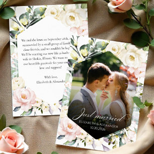 just married Floral Wedding Photo Announcement