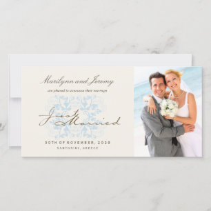 Just Married Flourish Wedding Photo Announcement