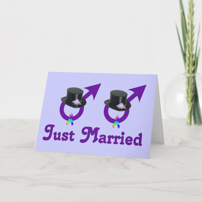 Just Married Formal Gay Male Announcement (Front)