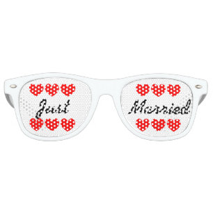 Just married fun hearts bachelorette party shades
