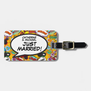 JUST MARRIED Funny Colourful Personalized Luggage Tag