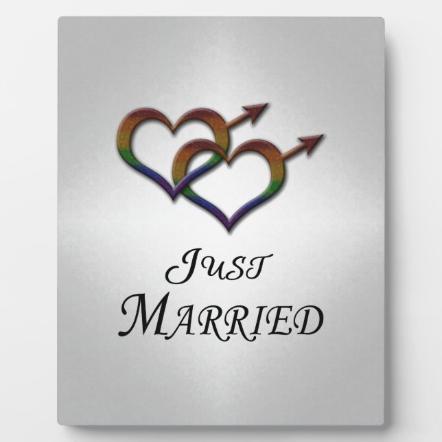 Just Married Gay Pride Plaque (Front)