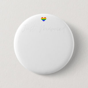 Just Married Gay Wedding LGBTQ Lesbian Bride Gay 2 Inch Round Button