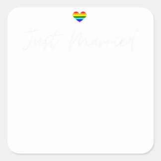 Just Married Gay Wedding LGBTQ Lesbian Bride Gay Square Sticker