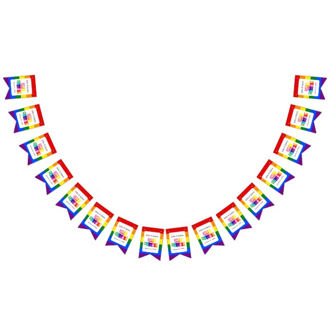 Just Married Gay Wedding Party Pride Rainbow LGBTQ Bunting Flags (All)