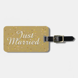 Just Married Gold Dust Confetti Luggage Tag