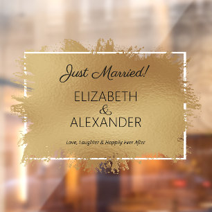 Just Married! Gold Faux Foil Window Cling