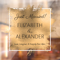 Just Married! Gold Faux Foil Window Cling