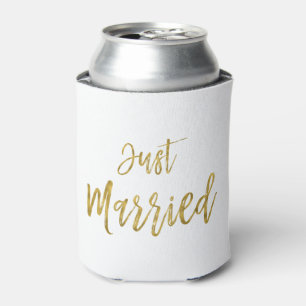 Just Married Gold Foil Birthday Can Cooler