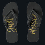 Just Married Gold Foil Bride Flip Flops<br><div class="desc">Just Married Faux Gold Foil Typography Bride Beach or Destination Wedding Flip Flops</div>