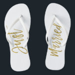 Just Married Gold Foil Bride Flip Flops<br><div class="desc">Just Married Faux Gold Foil Typography Bride Beach or Destination Wedding Flip Flops</div>