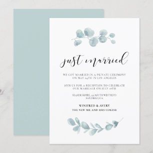 Just married Greenery wedding announcement