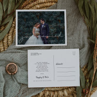 Just married Handwritten minimalist wedding photo