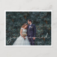 Just married Handwritten minimalist wedding photo