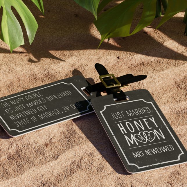 Just Married Happy Couple Honeymoon Luggage Tag (Creator Uploaded)