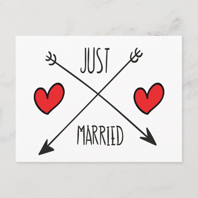Just Married Heart And Arrow Wedding Postcard (Front)