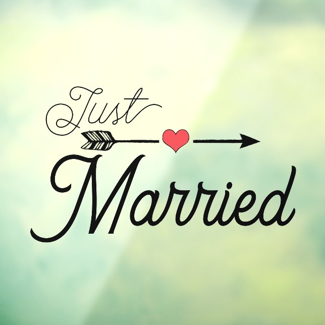 Just Married Heart Arrow Red Window Cling (Sheet 3)