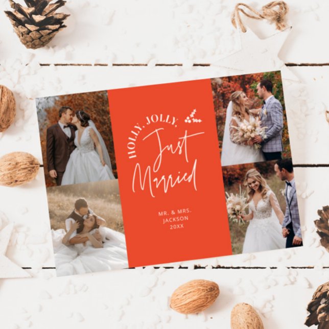 Just Married Holiday Newlywed Photo Retro Red (Creator Uploaded)