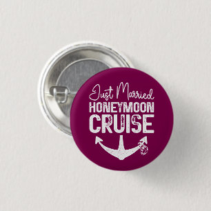 Just Married Honeymoon Cruise Ring Matching Gifts 1 Inch Round Button