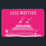 Just Married Honeymoon Wedding Cruise Cabin Door M Magnet<br><div class="desc">Perfect magnet for newlywed or those just married and traveling on a wedding honeymoon cruise. Cruise ship cabin door marker to help find your stateroom. Background  pink color can be changed to match your wedding color(s). Fun wedding gift for the newly married couple.</div>