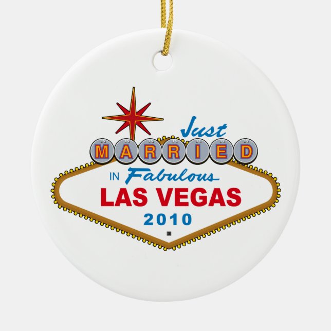 Just Married In Fabulous Las Vegas 2010 Ceramic Ornament (Front)