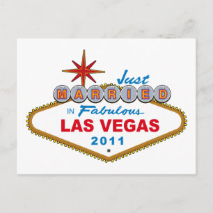 Just Married In Fabulous Las Vegas 2011 Announcement Postcard