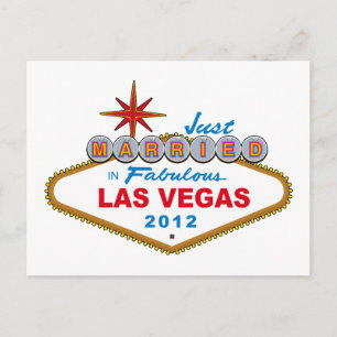 Just Married In Fabulous Las Vegas 2012 Vegas Sign Announcement Postcard