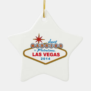 Just Married In Fabulous Las Vegas 2014 (Sign) Ceramic Ornament