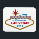 Just Married In Fabulous Las Vegas 2014 (Sign) Magnet<br><div class="desc">Just Married In Fabulous Las Vegas 2014 (Vegas Sign)... This funny wedding shirt features the world famous Welcome To Las Vegas sign. Great Wedding gift idea for a bride and groom getting married in Las Vegas. Great honeymoon shirt! Perfect to wear while strolling along the Las Vegas strip. Let everyone...</div>