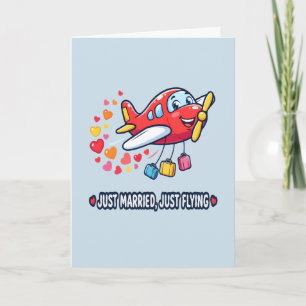 Just Married Just Flying Airplane Wedding Gift Card
