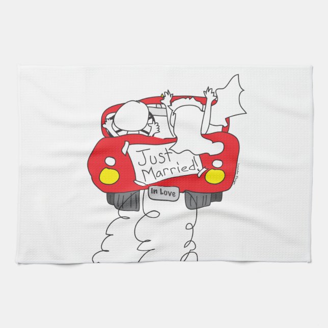 Just Married Kitchen Towel (Horizontal)