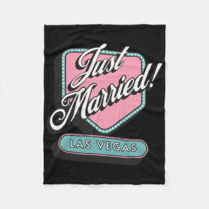 Just Married Las Vegas Wedding Bride Groom Fleece Blanket