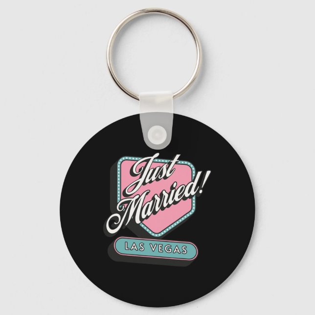 Just Married Las Vegas Wedding Bride Groom  Keychain (Front)