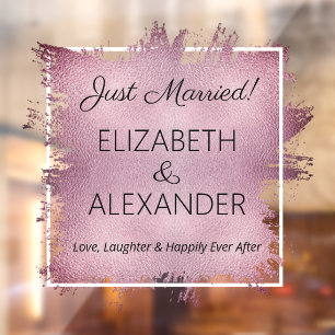 Just Married! Lavender Faux Foil Window Cling