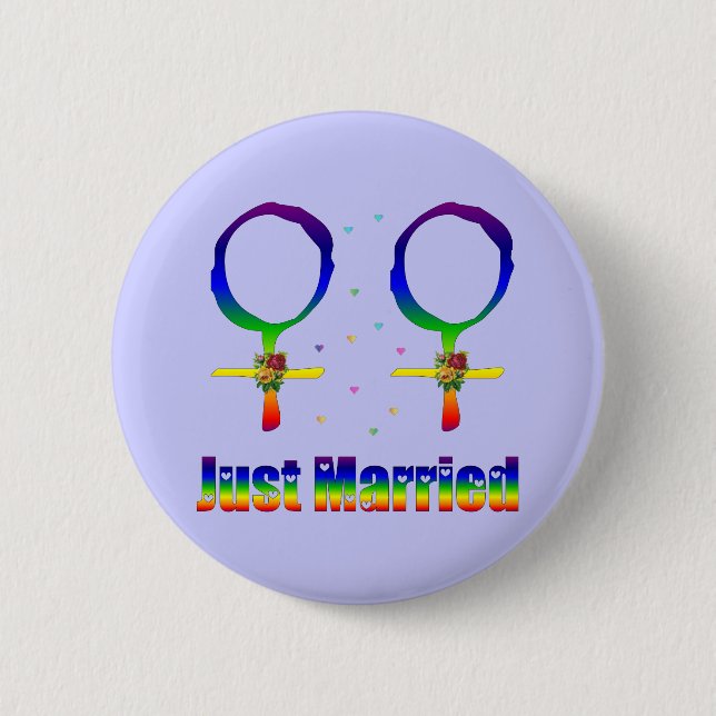 Just Married Lesbians 2 Inch Round Button (Front)