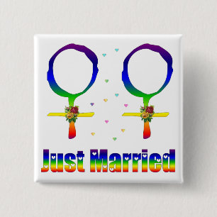 Just Married Lesbians 2 Inch Square Button