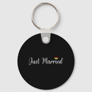 Just Married Lgbtq Gay Wedding Lesbian Bride Gay H Keychain