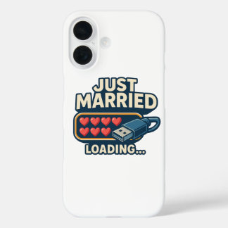 Just Married Loading – Funny Tech Wedding  iPhone 16 Case