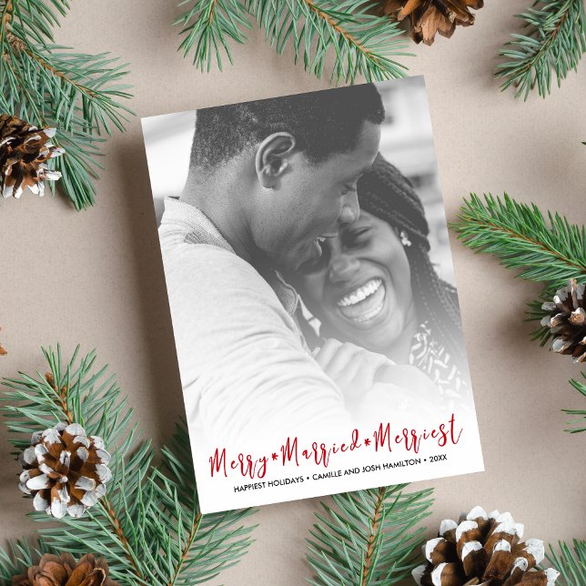 Just Married Merriest Christmas Holiday Photo Card (Creator Uploaded)