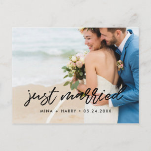 Just married Modern announcement photo Postcard